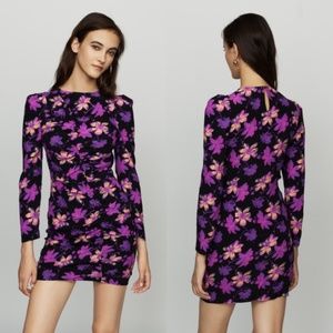 Maje Rosamar Ruched Floral-print Dress Size 1